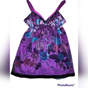 Hale Bob Velvet Burnout Babydoll Style Silk Lined Tank Cami